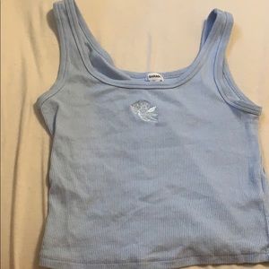 Blue tank top with an angel